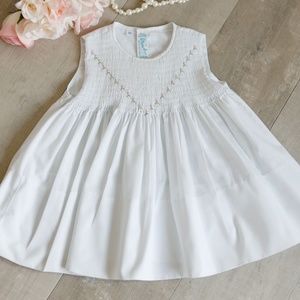 White Smocked Dress Feltman Brothers 18 Months Embroidery Spring Summer Portrait